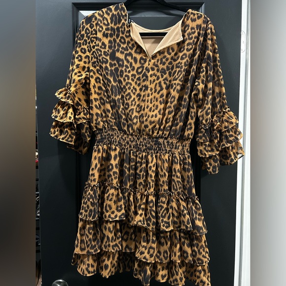 Leopard Print Ruffle Dress - Picture 2 of 2